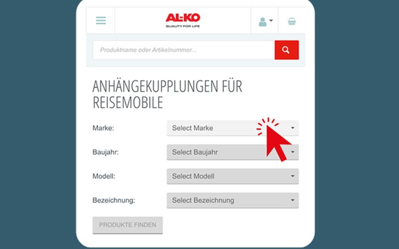 Screenshot of the tow bar finder search tool from SAWIKO.