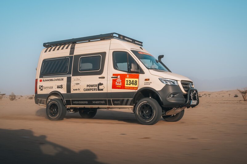 The Powercampers’ Weinsberg X-Pedition based on a Mercedes-Benz Sprinter during the Dakar Rally 2026. © powercampers.de | © © powercampers.de